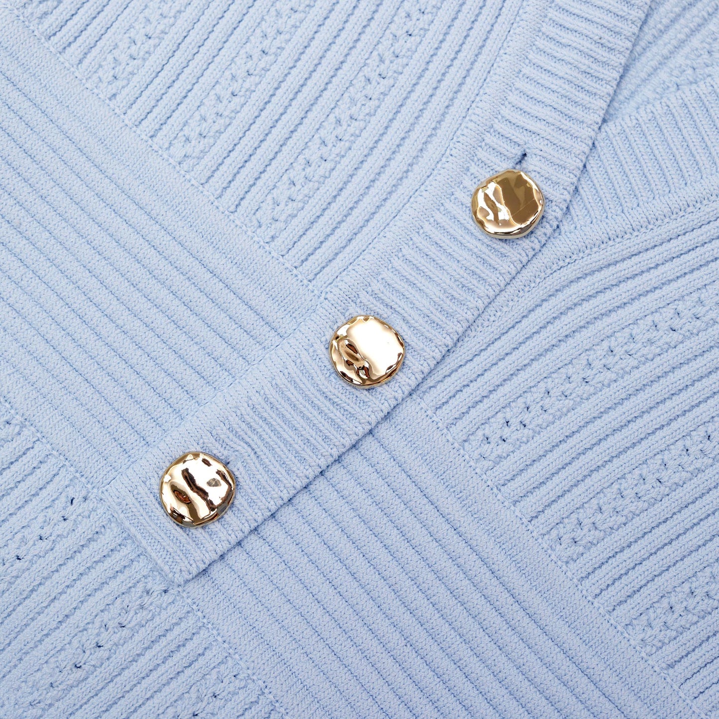 Mavi Pointelle Örgü Midi Elbise