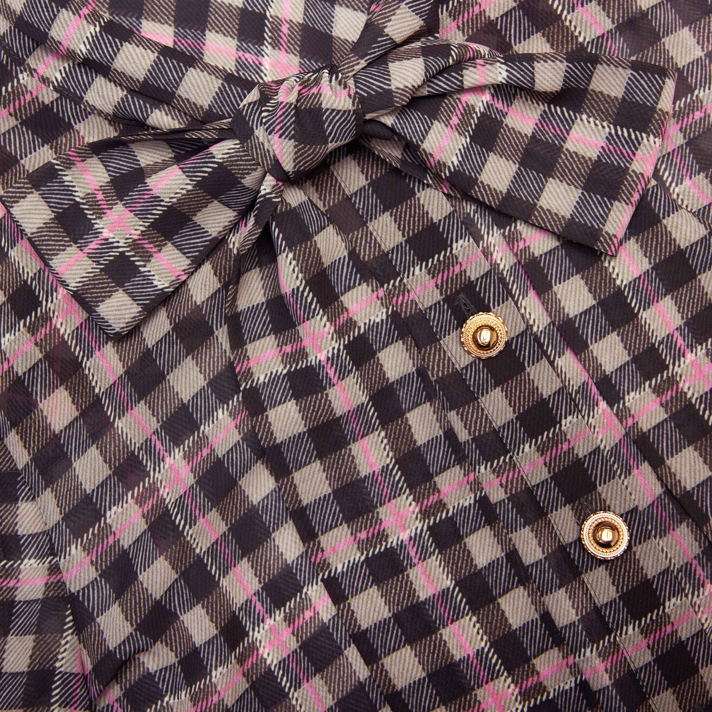 Kahverengi Kareli Şifon Bluz