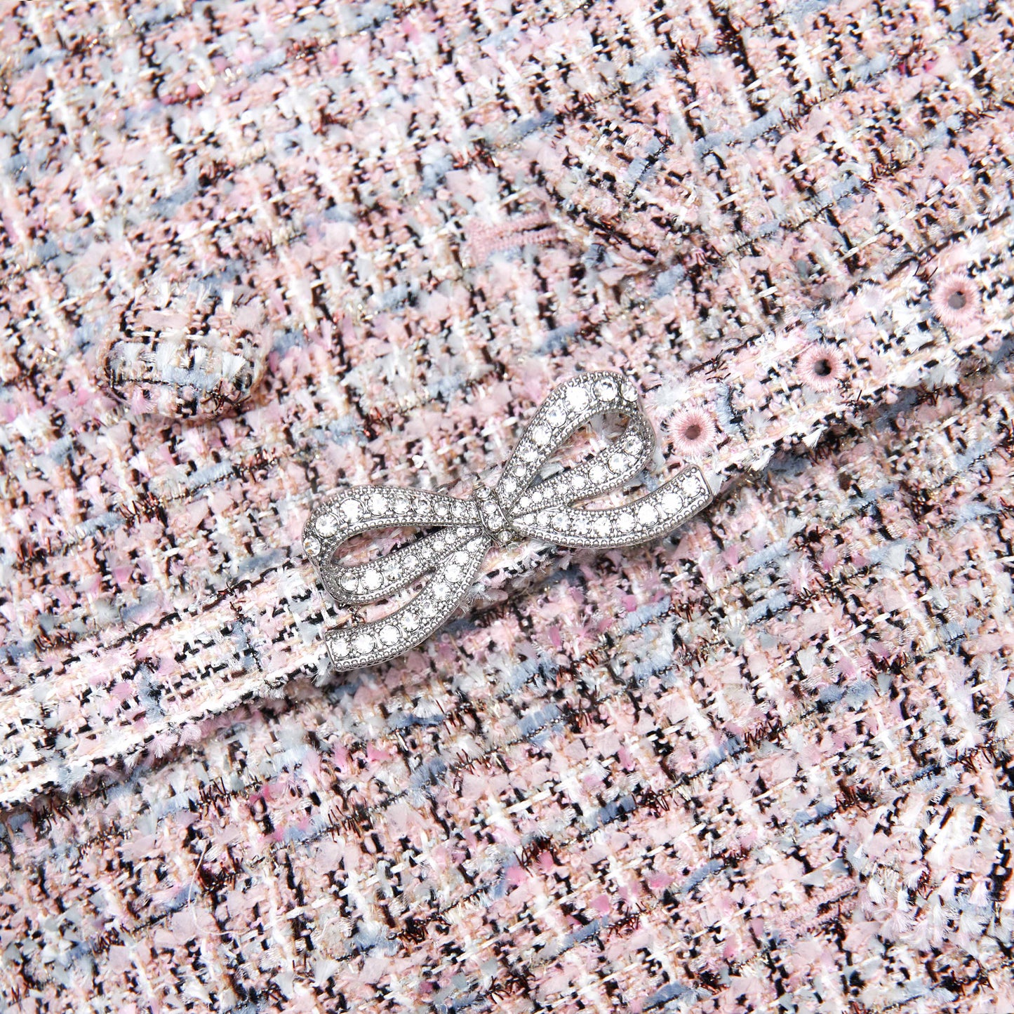 Pembe Buklet Metalik Katmanlı Midi Elbise