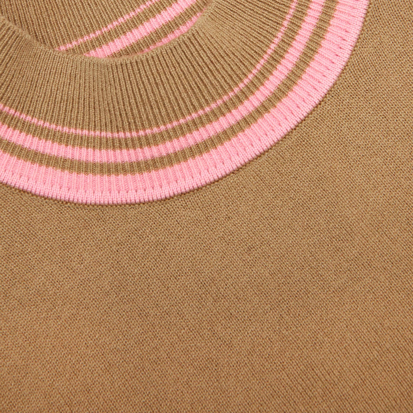 Kahverengi Kontrast Çizgili Örgü Üst