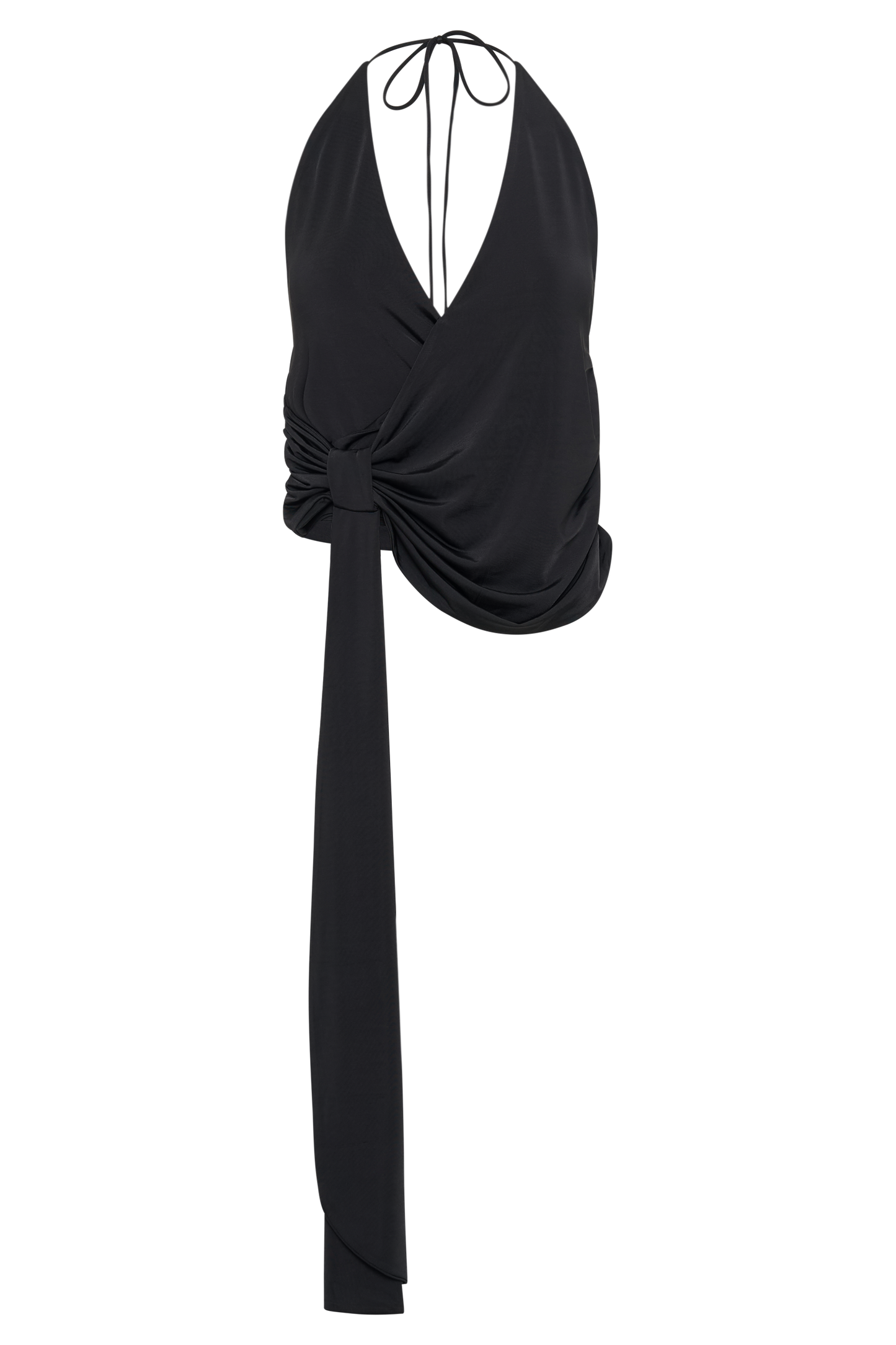 Tyla Draped Slinky Halter Top - Siyah