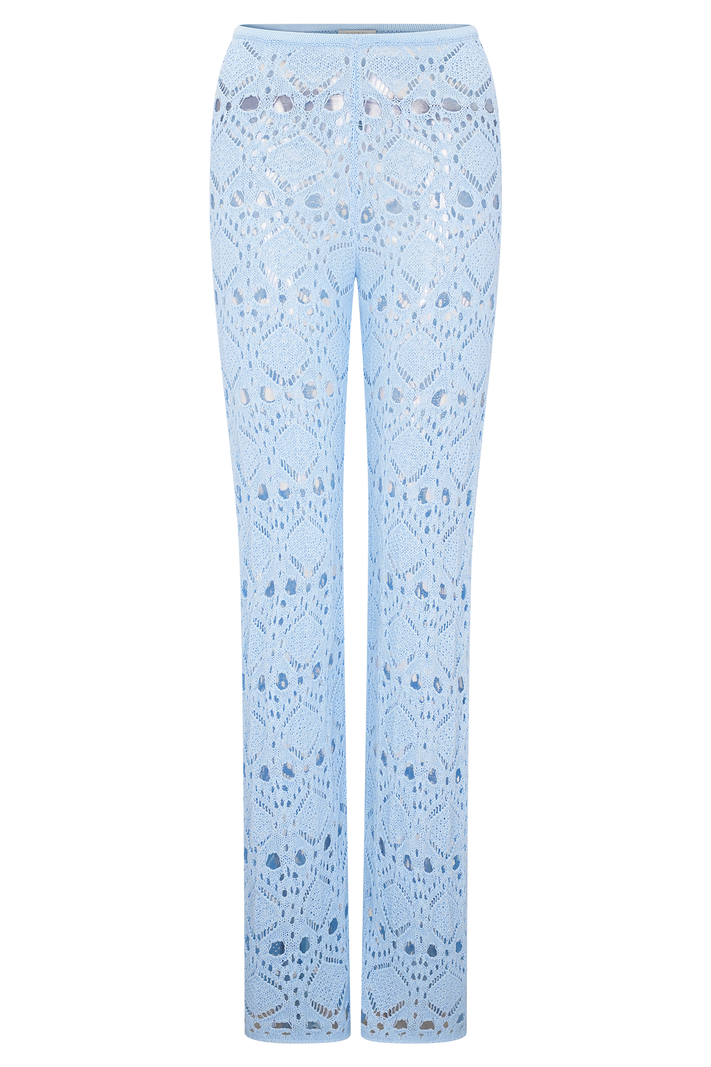 Trena Crochet Knit Trousers - Sky Blue