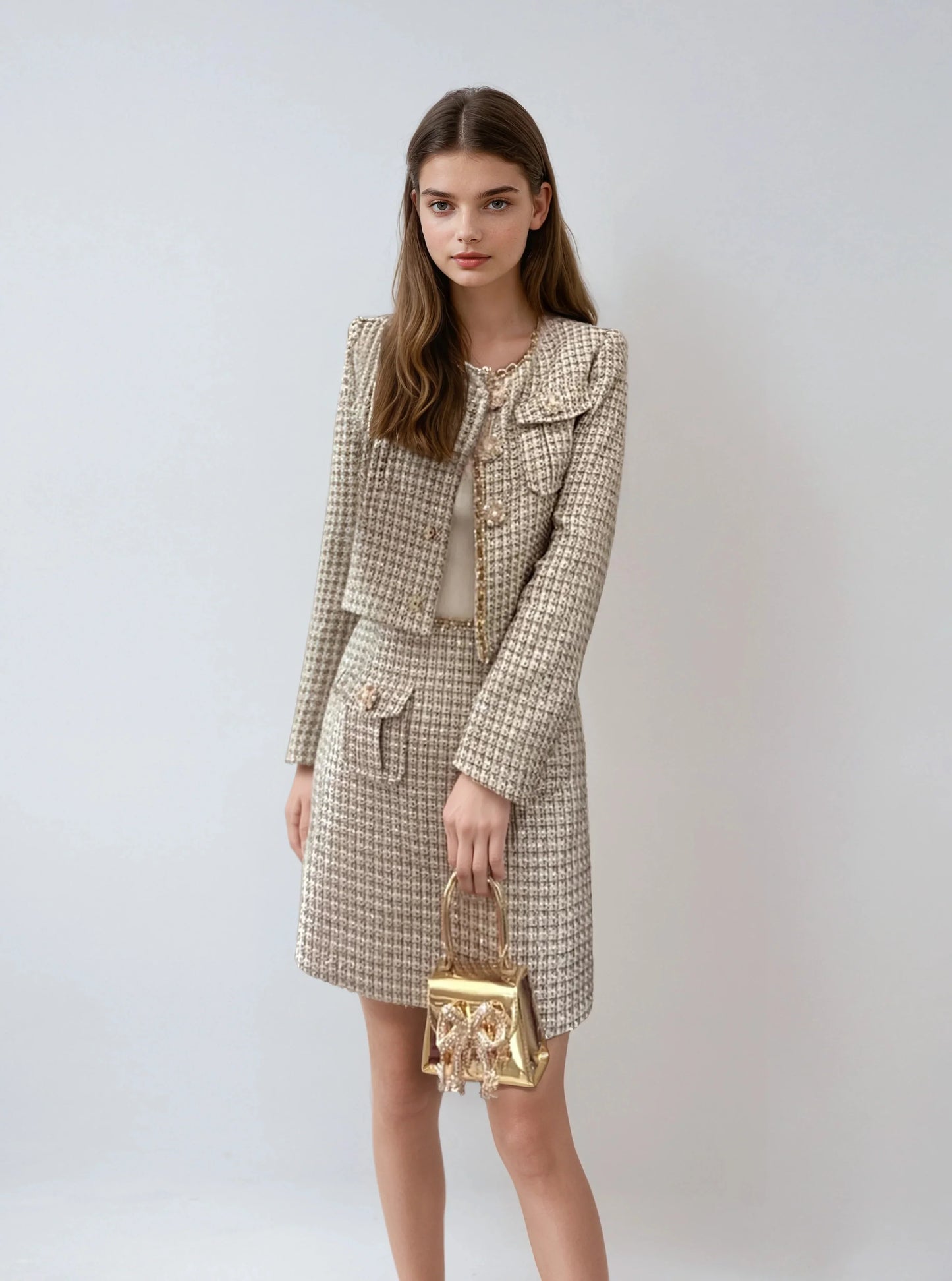 Altın Rengi Mini Etek