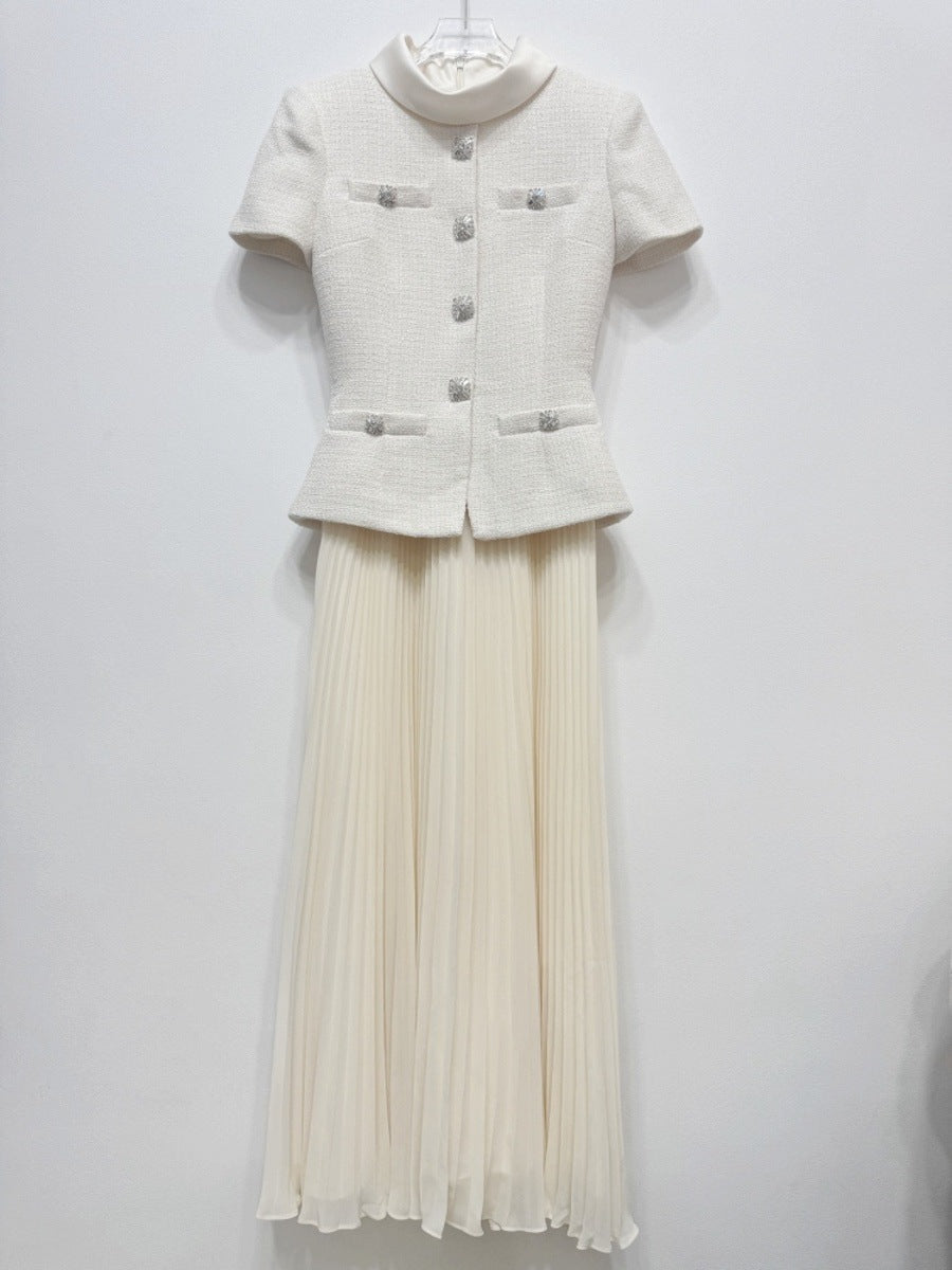 Şifon Pileli Uzun Elbise