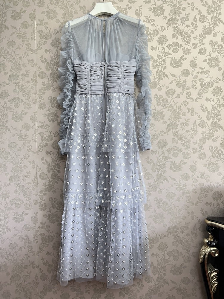 Gümüş Pul İşlemeli Elbise