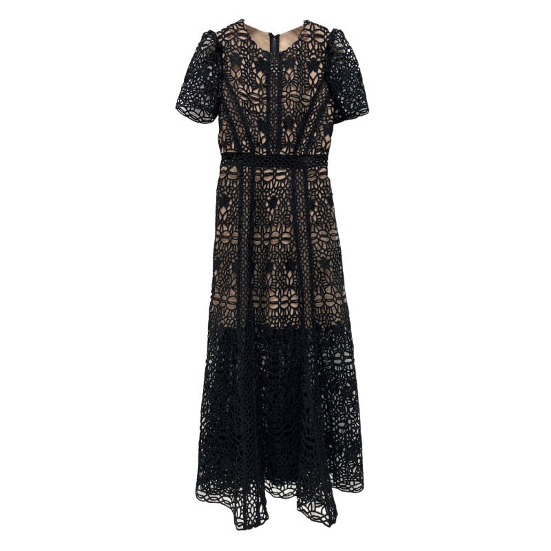 Siyah Tığ İşi Dantel Elbise