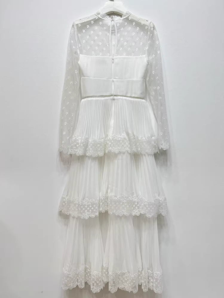 Dantel Süslemeli Şifon Elbise