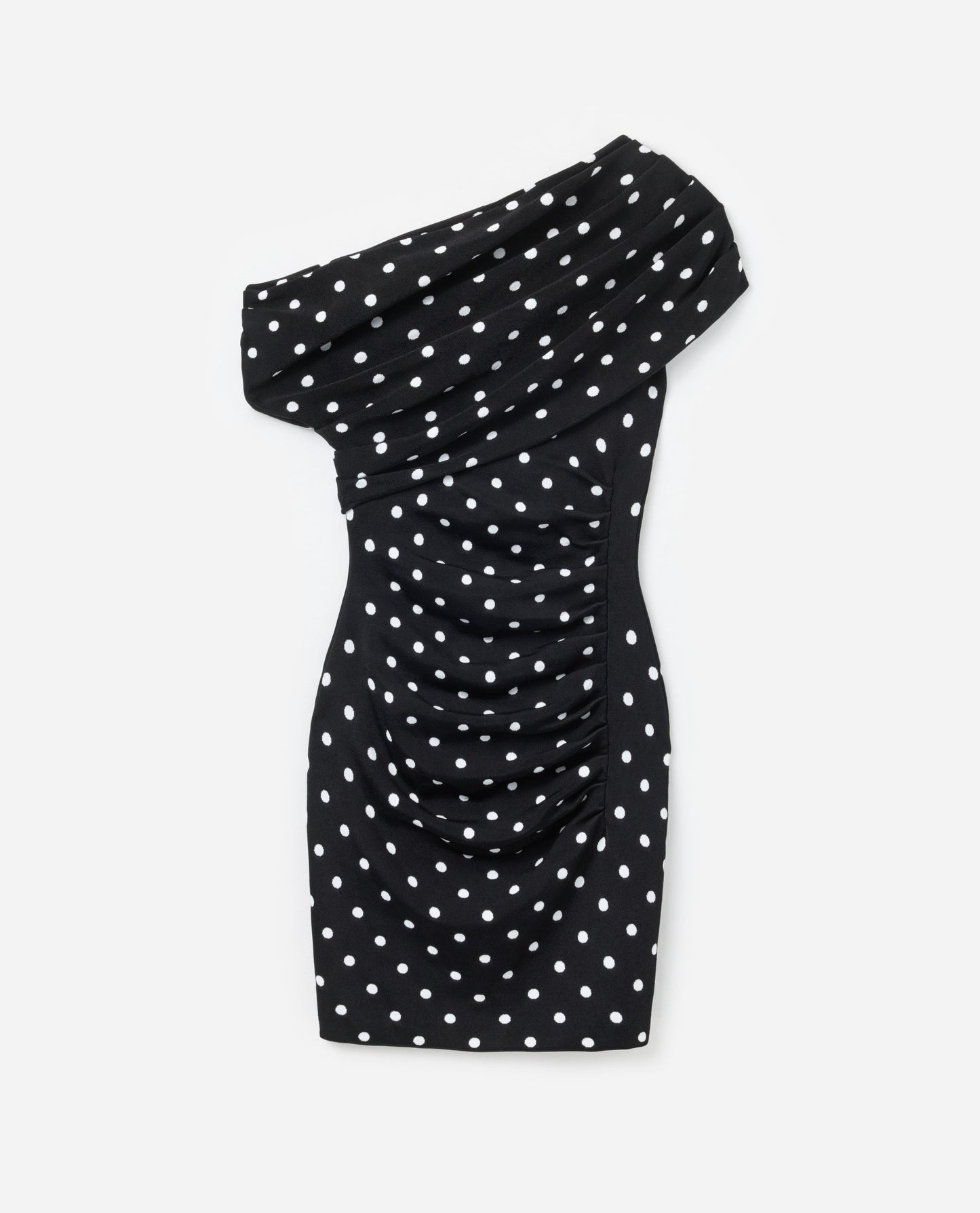 Polka Dot Drapeli Örme Mini Elbise