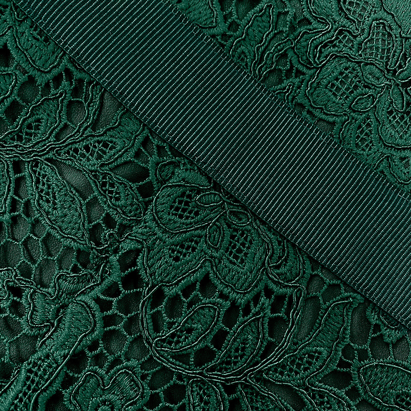 Yeşil Kordon Dantel Midi Elbise