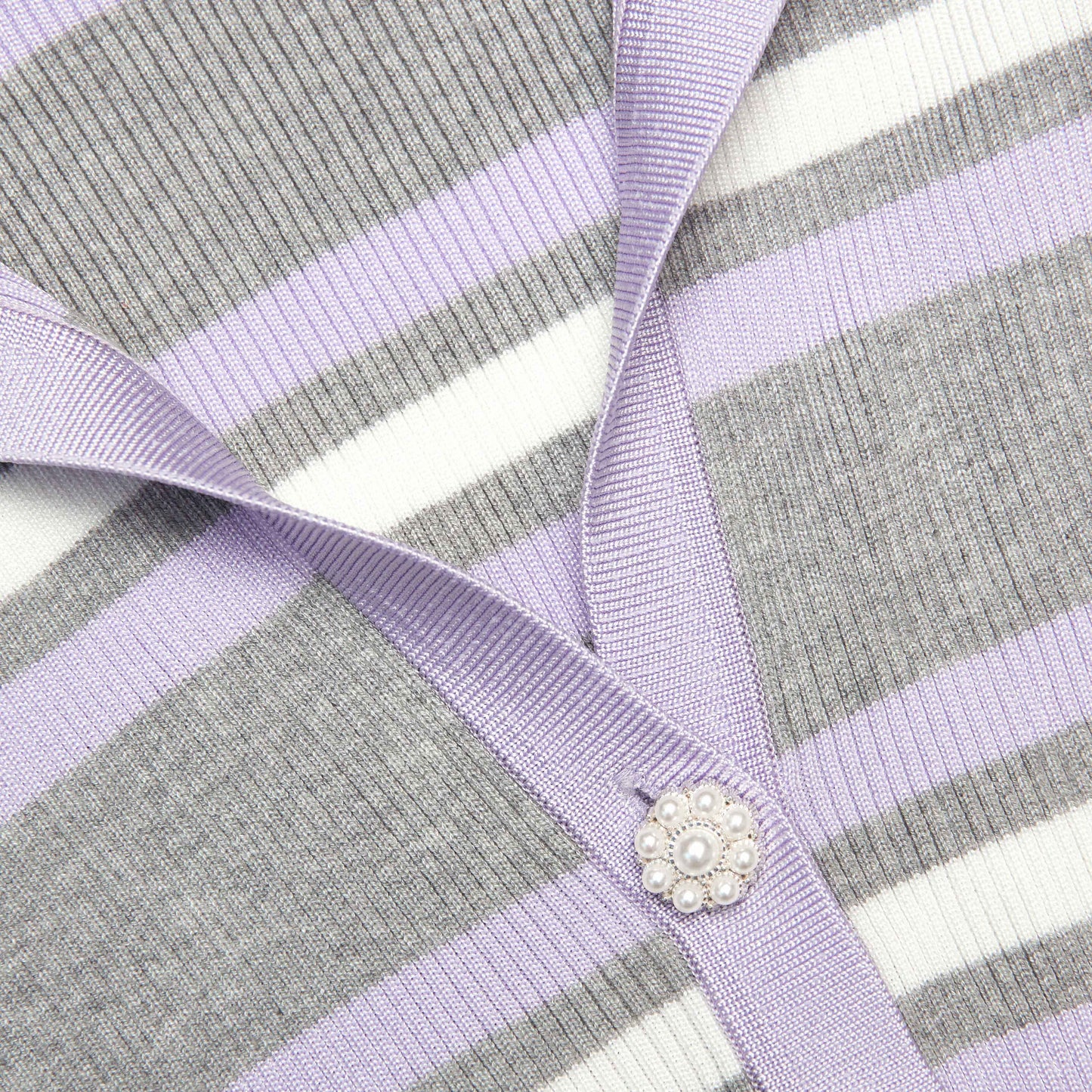 Gri Çizgili Kaburga Örgü Üst