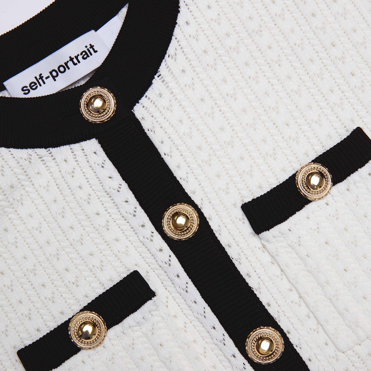 Beyaz Pointelle Örgü Kontrast Midi Elbise