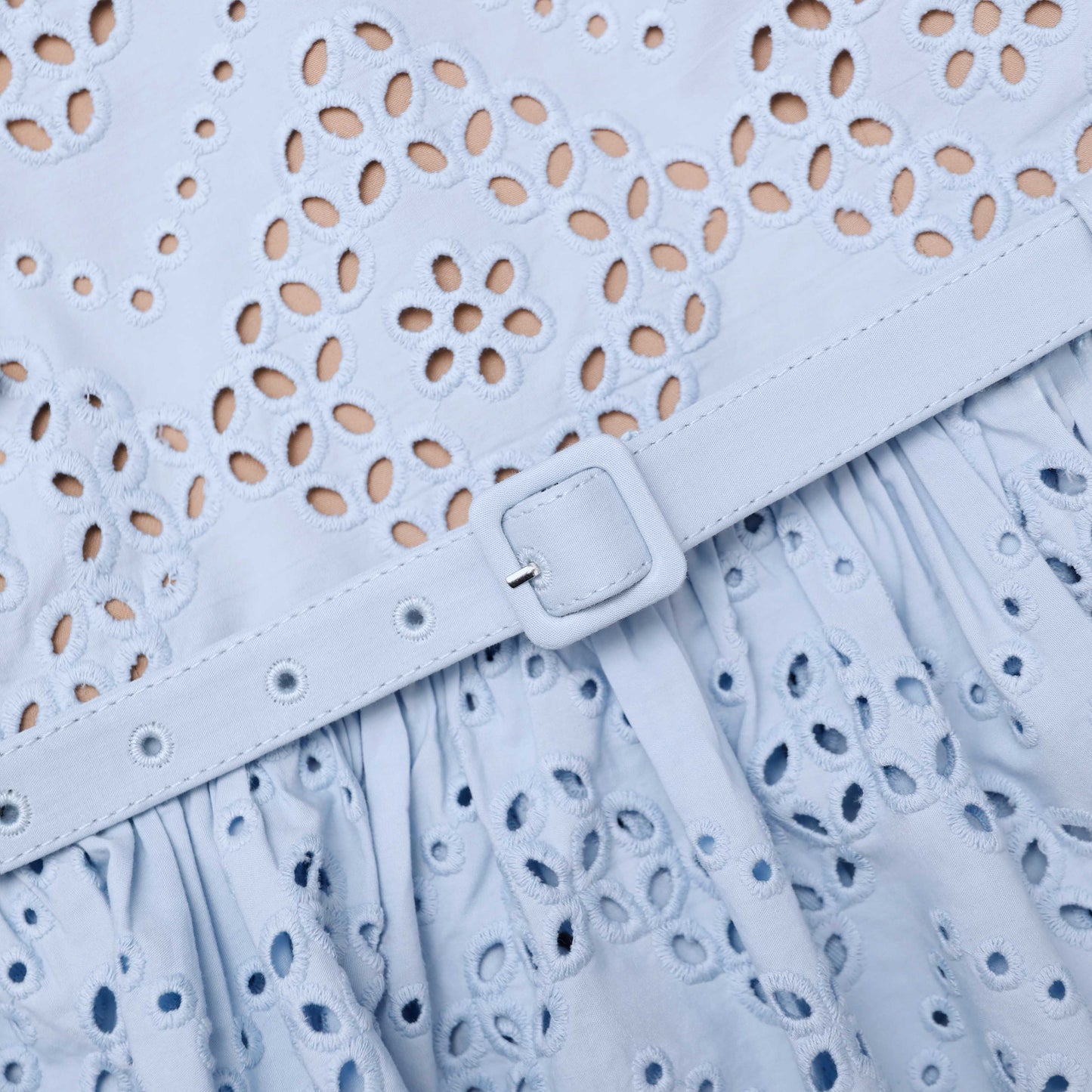 Mavi Pamuklu Broderie Üst