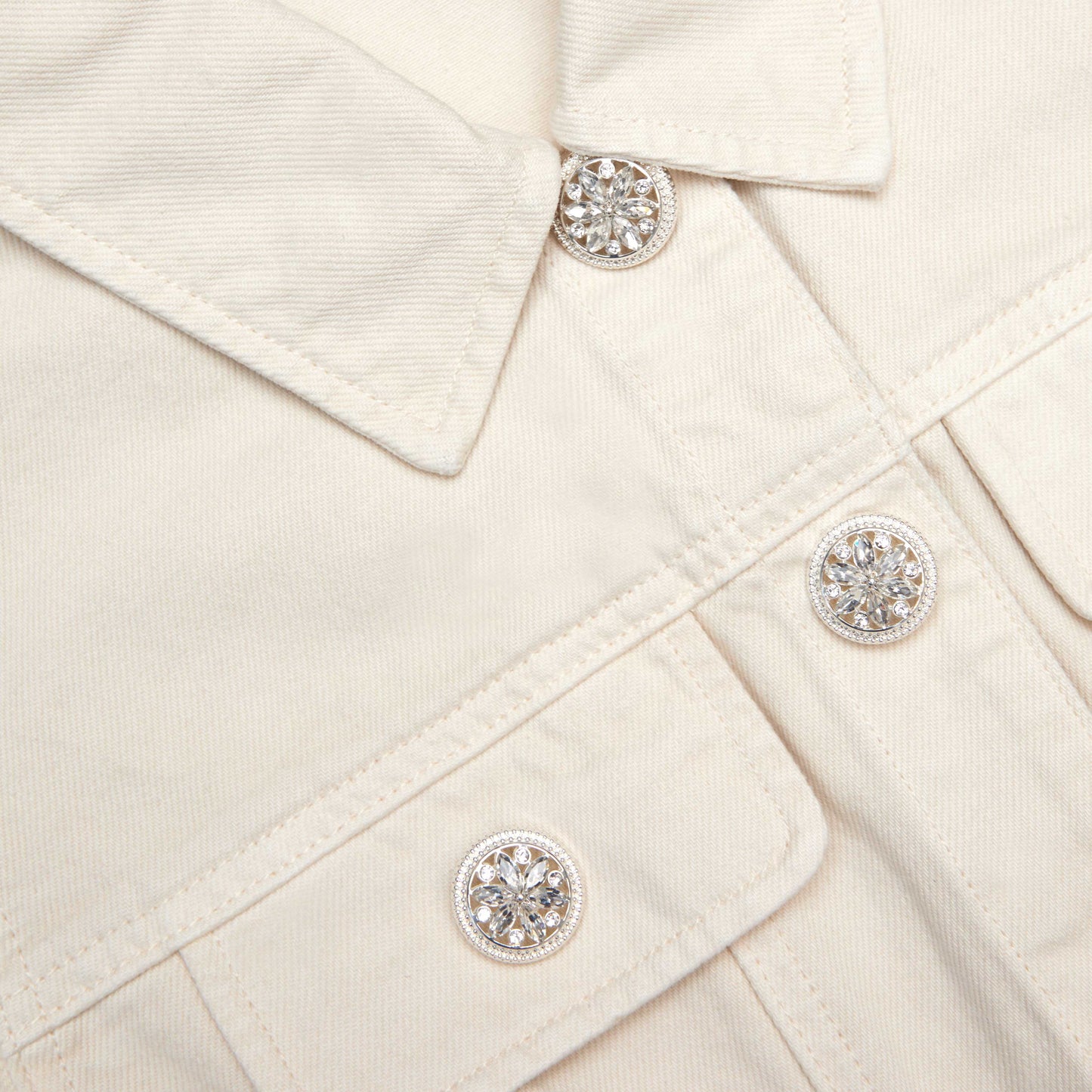 Krem Yakalı Kot Mini Elbise