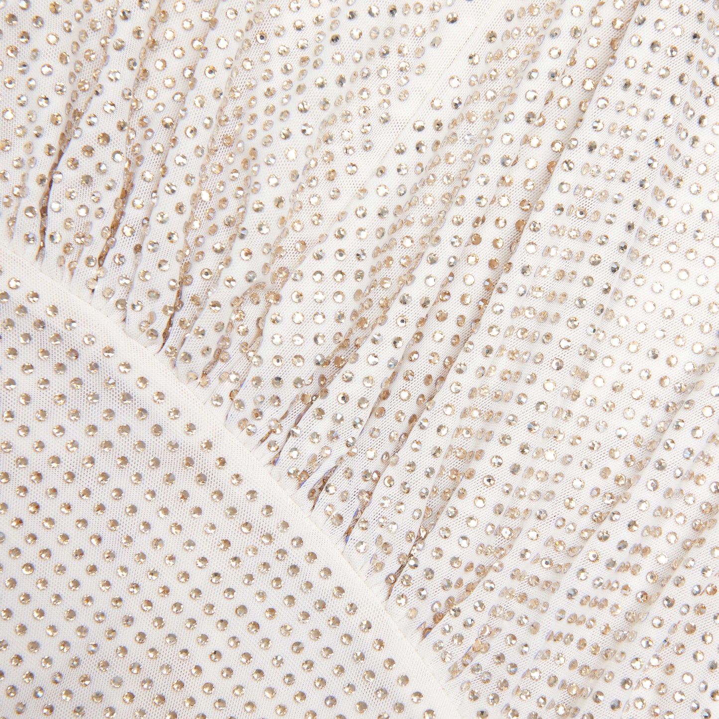 Şampanya Taşlı File Kesim Midi Elbise