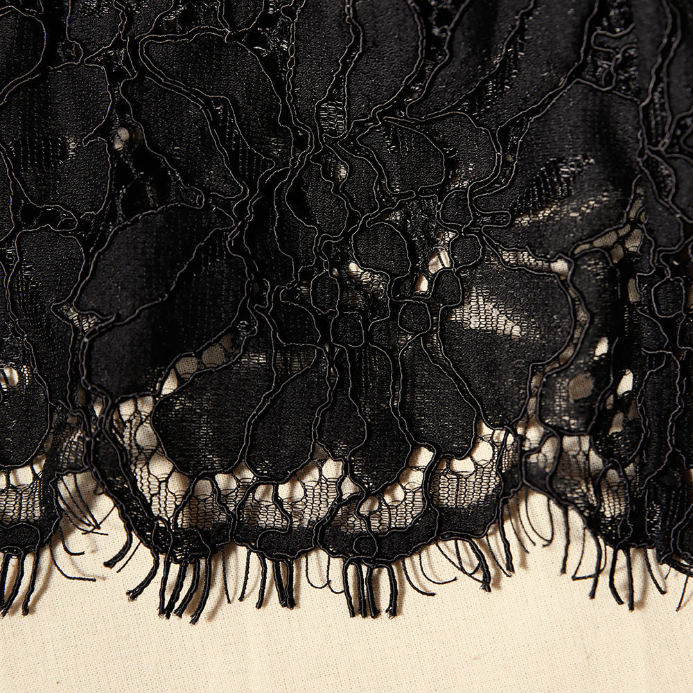 Siyah Kordon Dantel Üst