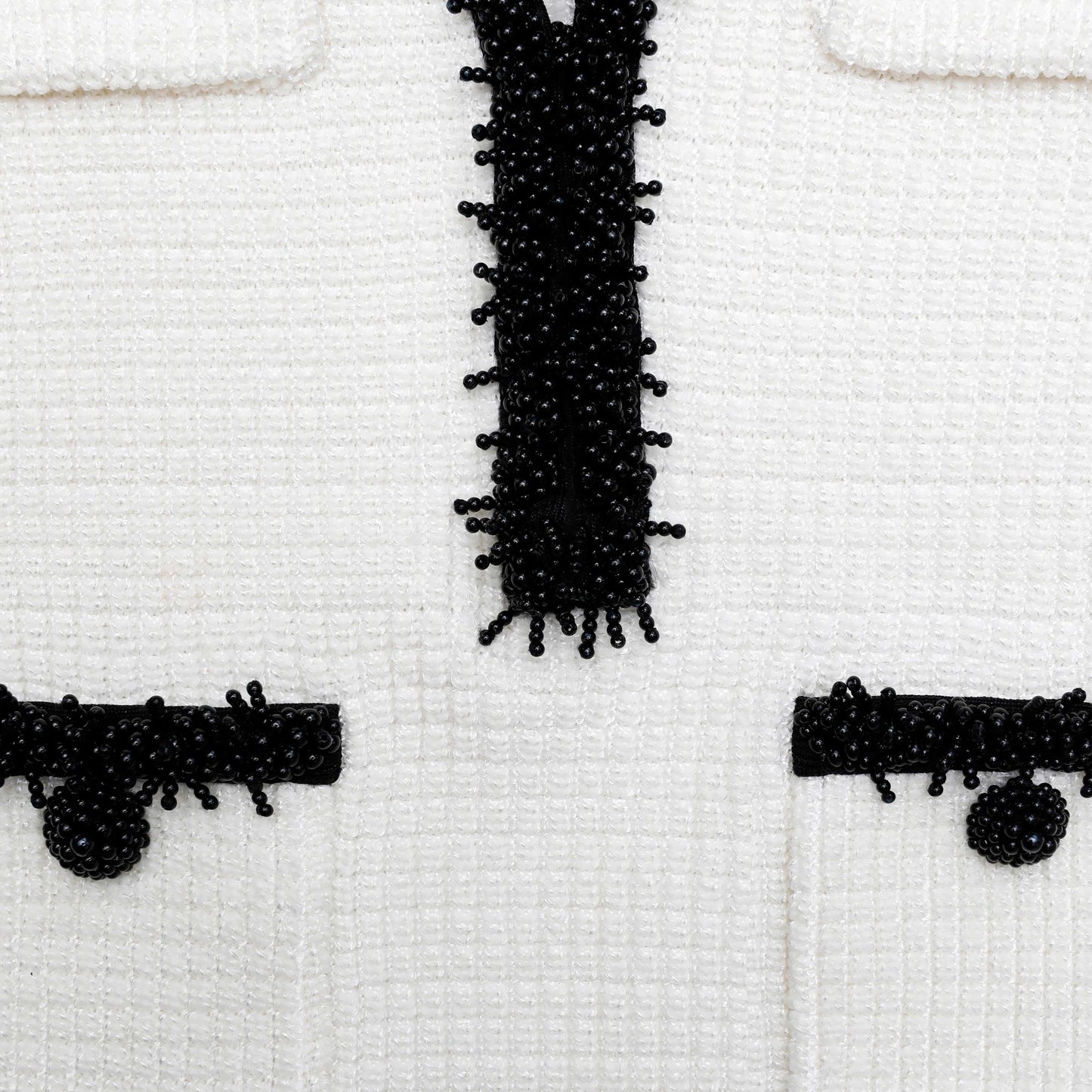 Beyaz İnci Detaylı Örme Mini Elbise