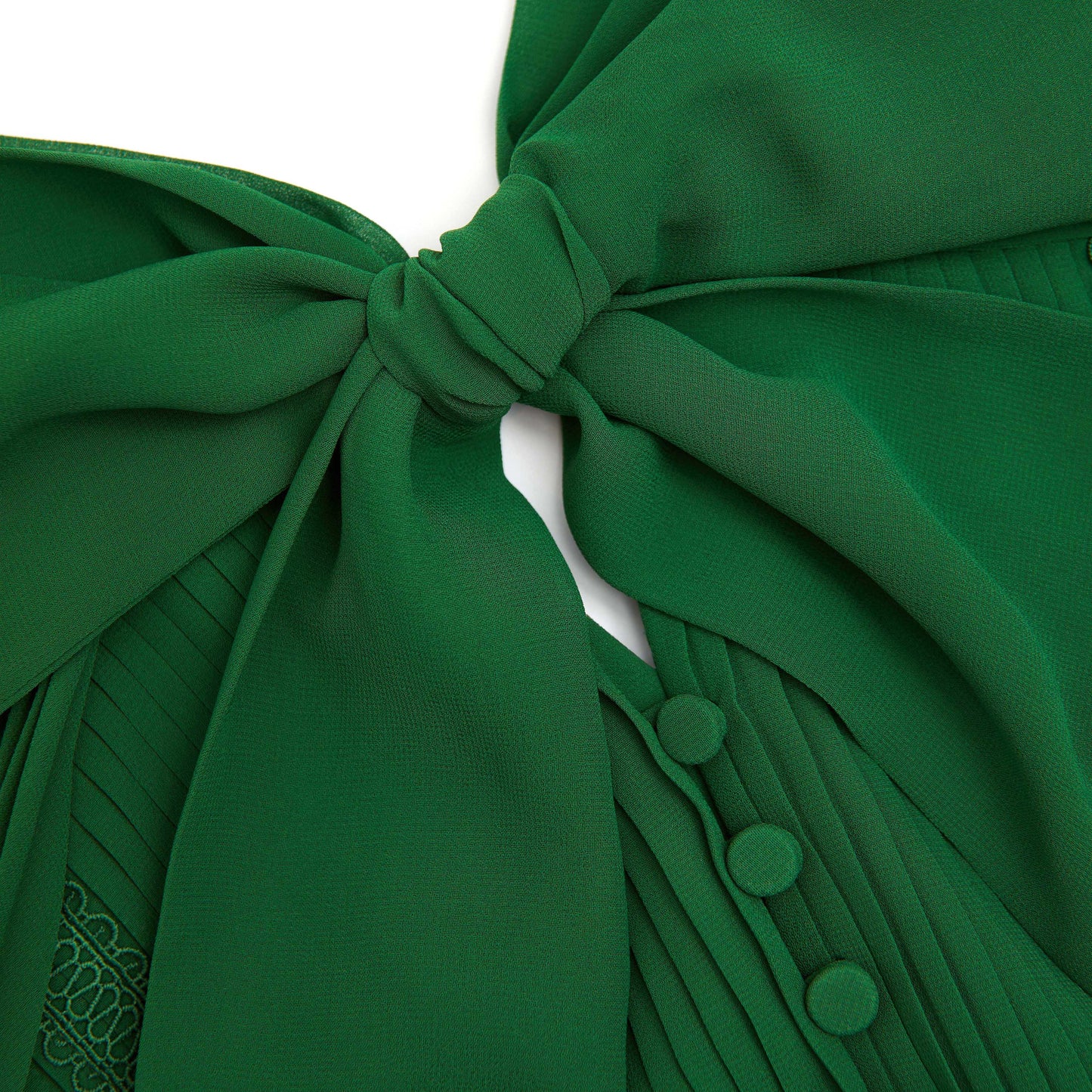 Yeşil Şifon Pelerin Midi Elbise