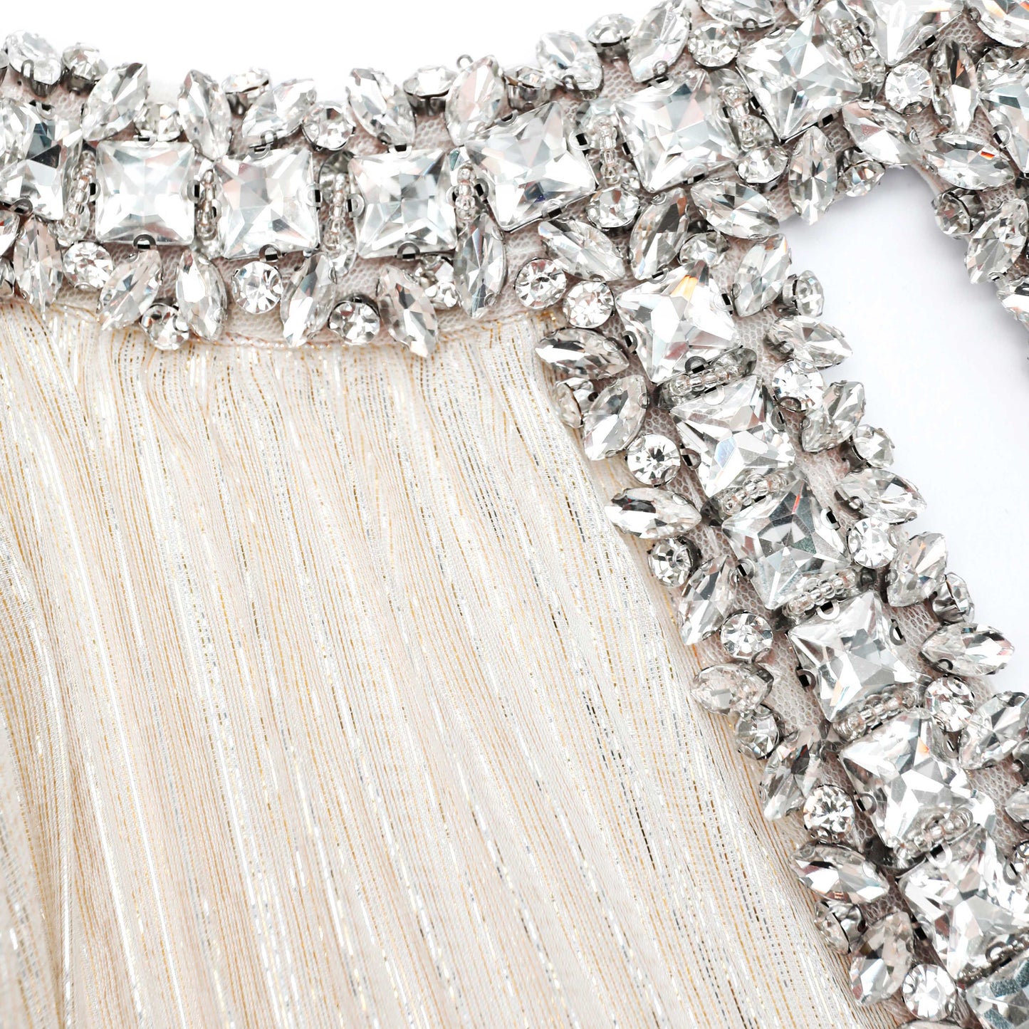 Altın Metalik Tüylü Uzun Elbise