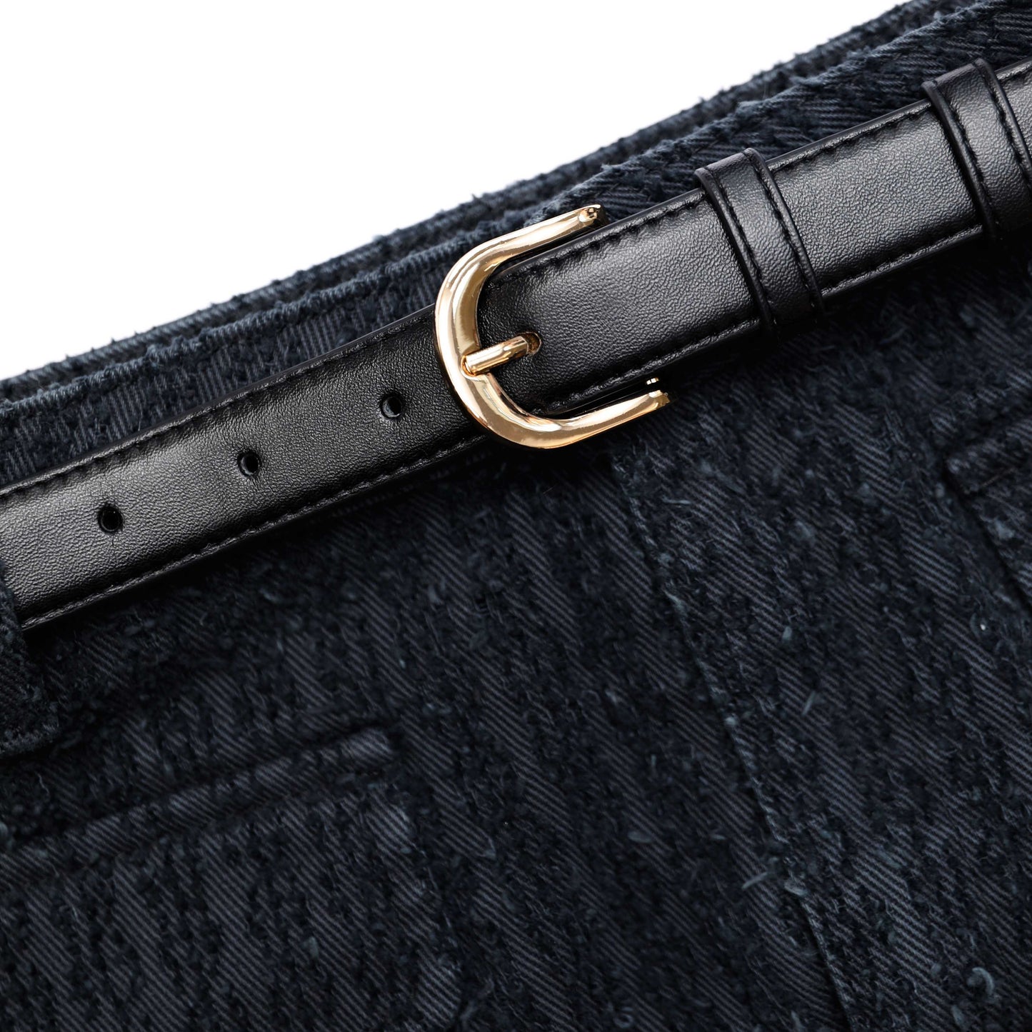 Gri Dokulu Kot Mini Etek