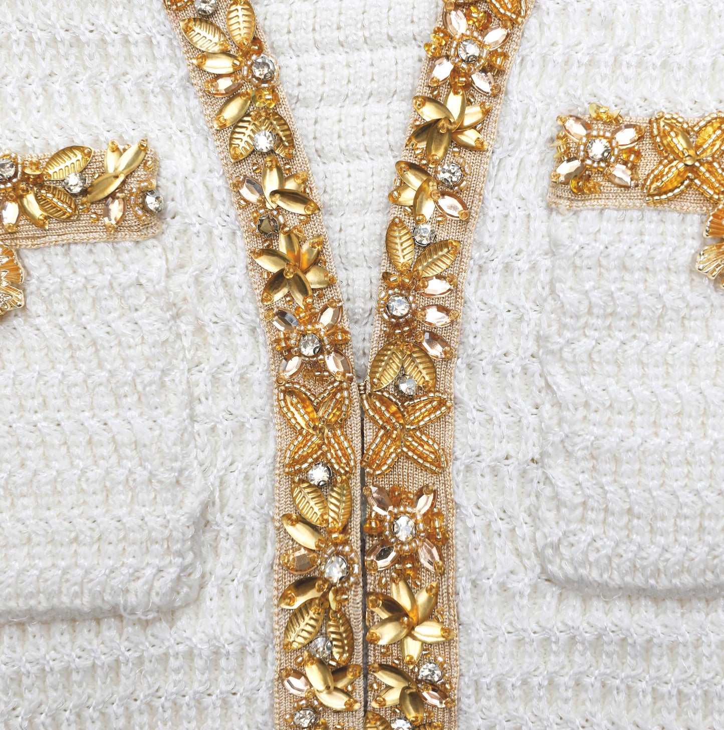 Krem Lurex Örgü Mini Elbise