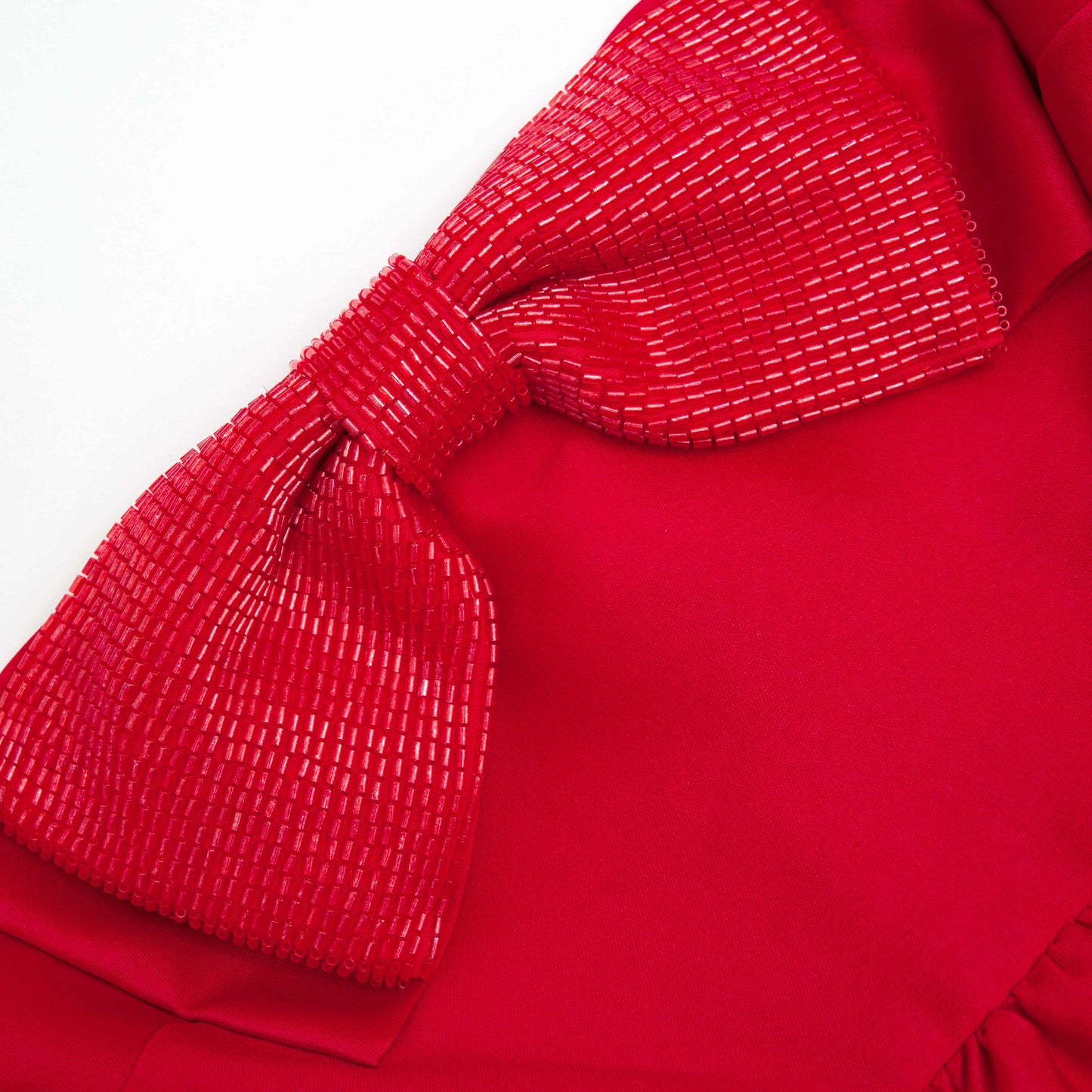 Kırmızı Tafta Bandeau Mini Elbise