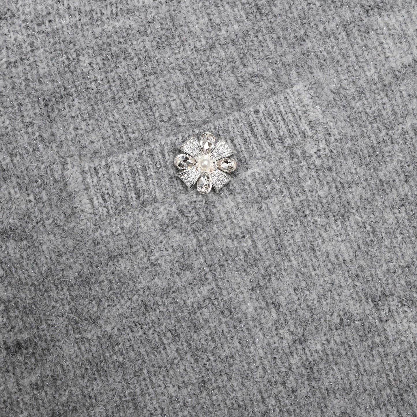 Gri Kabarık Örme Mini Etek