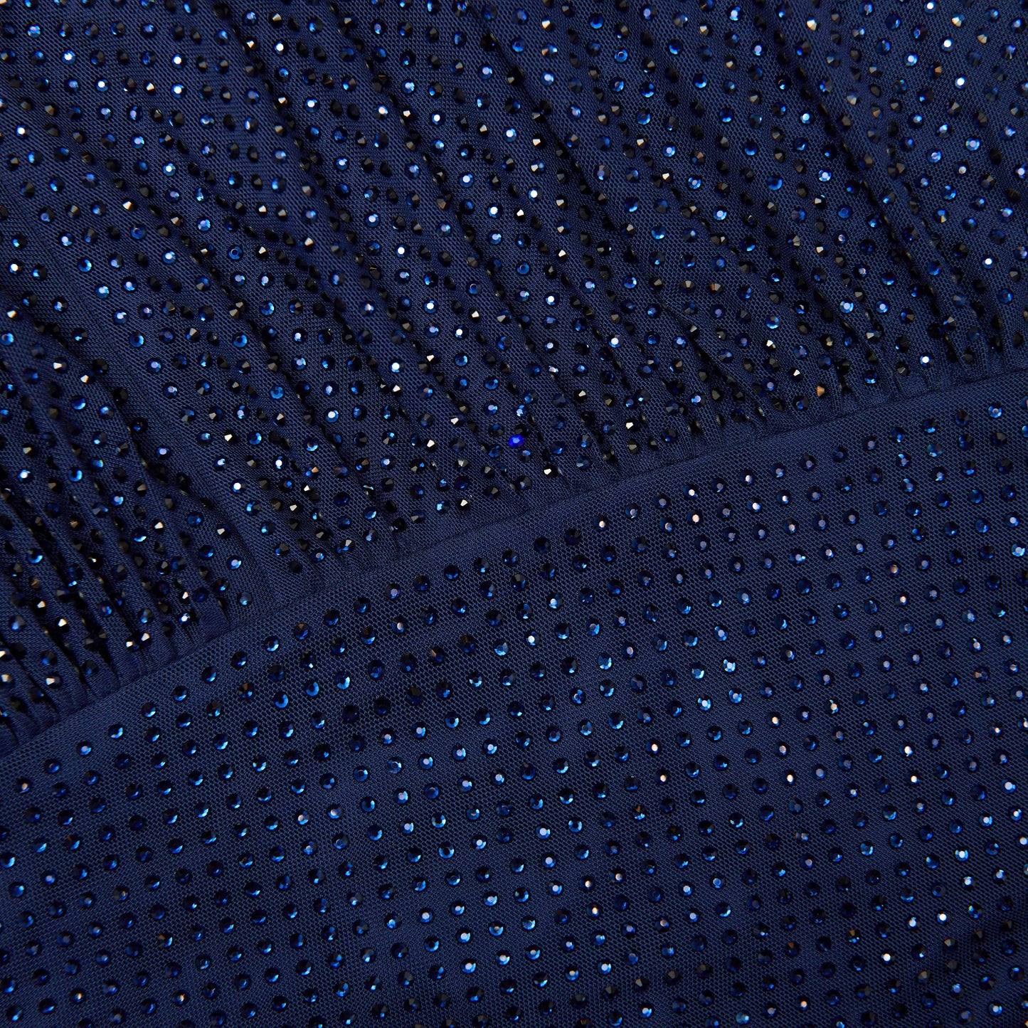 Lacivert Elmaslı File Kesimli Uzun Elbise