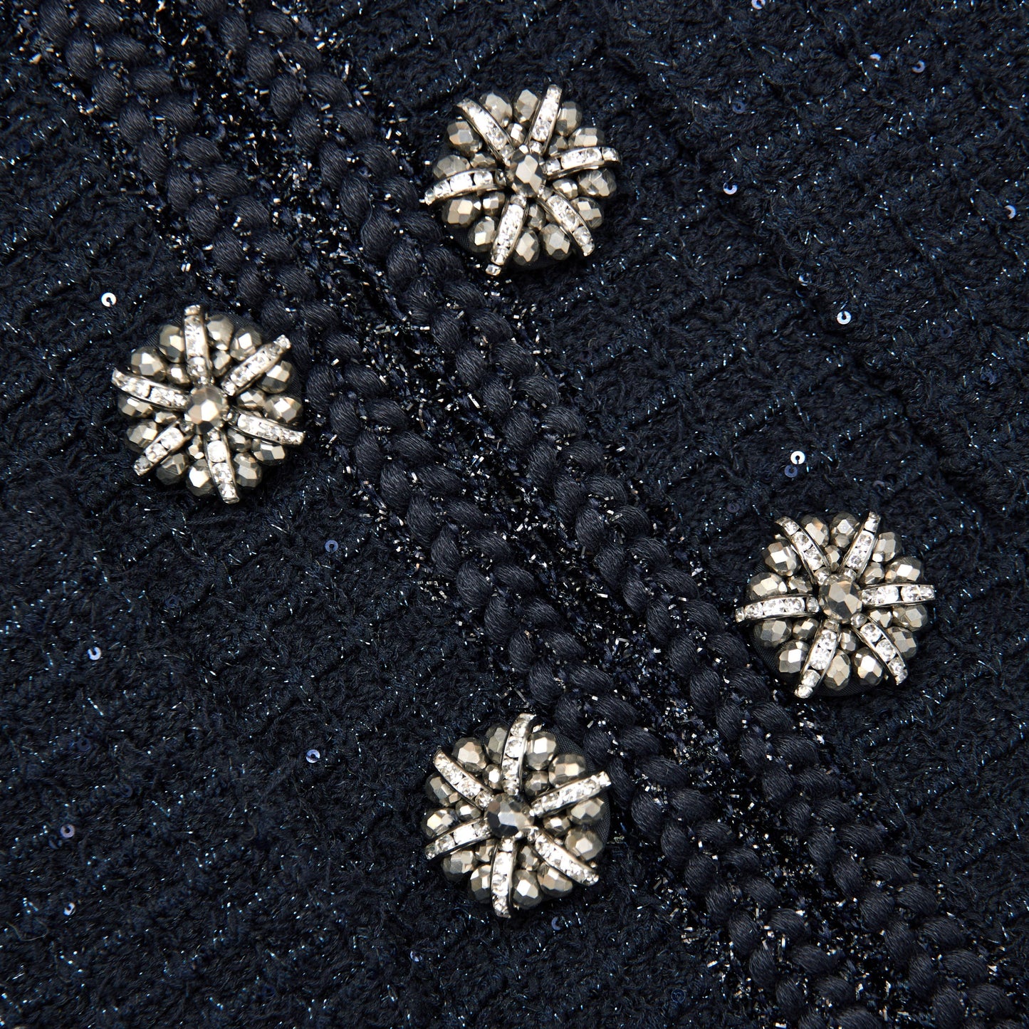 Lacivert Dokulu Örgü Midi Elbise