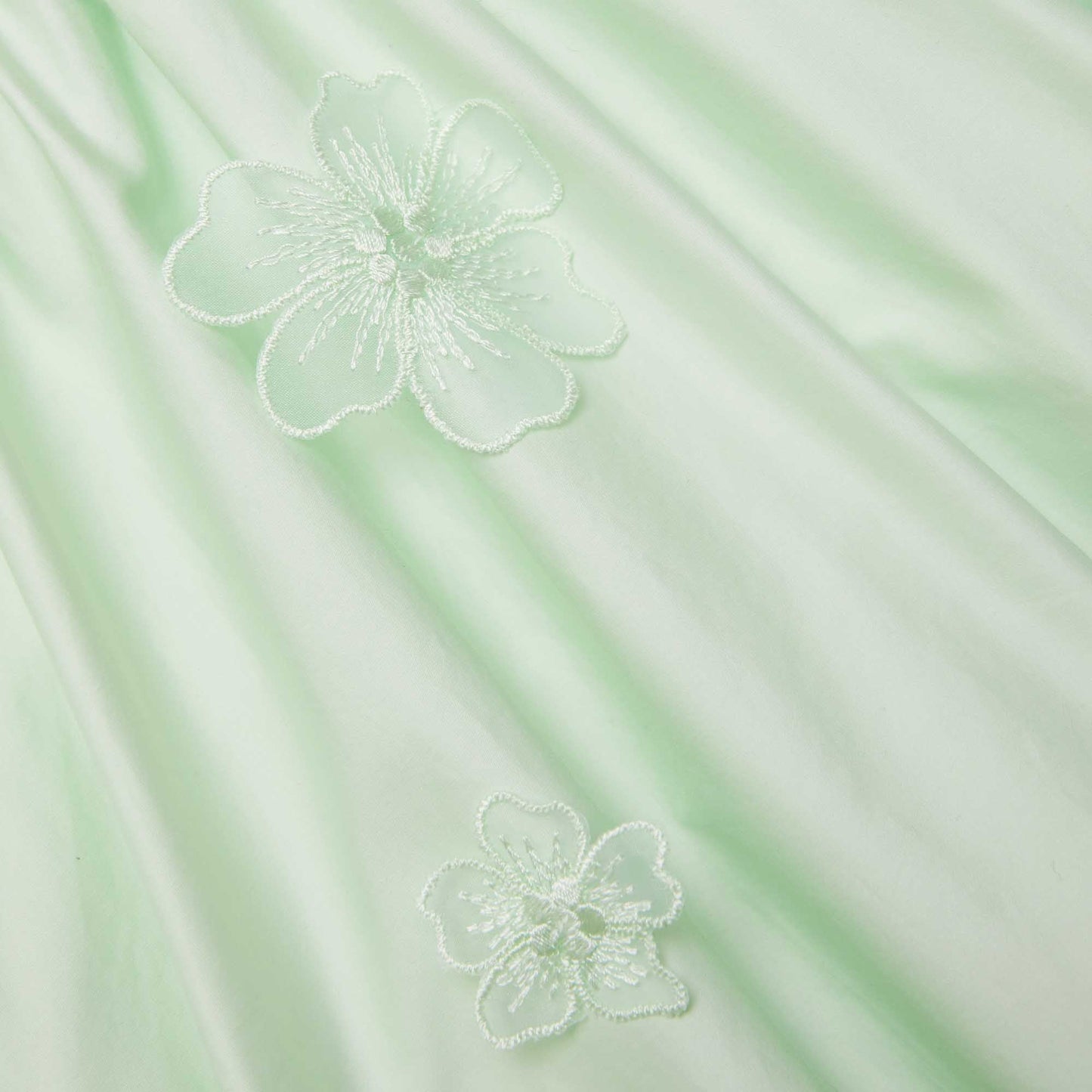 Yeşil Pamuklu Çiçekli Midi Elbise