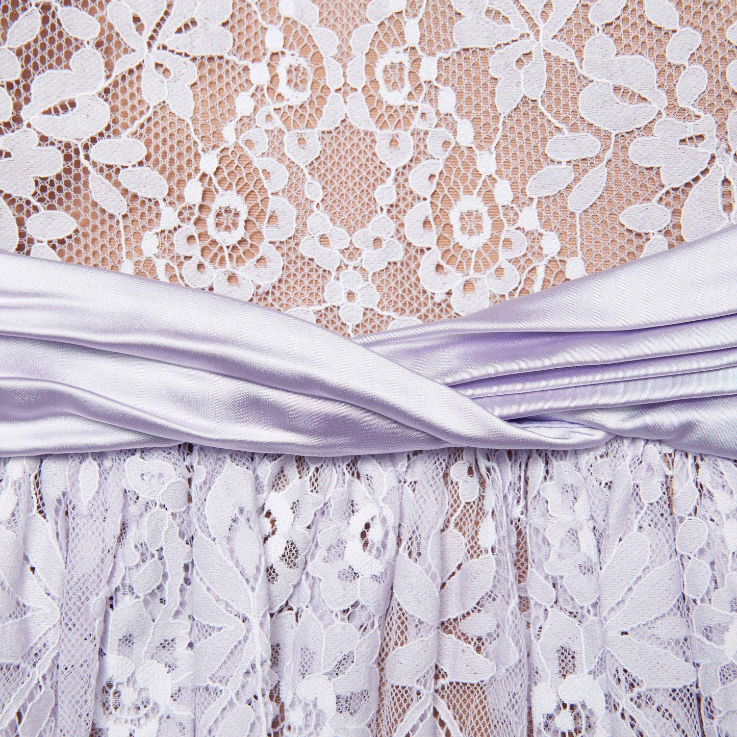Lilac Lace Satin Mini Dress