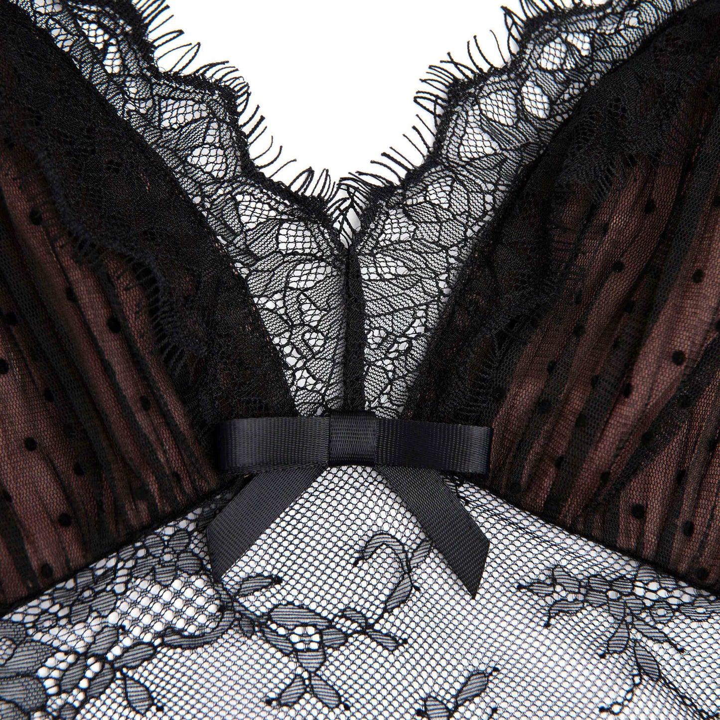 Siyah Nokta Fileli Bodysuit