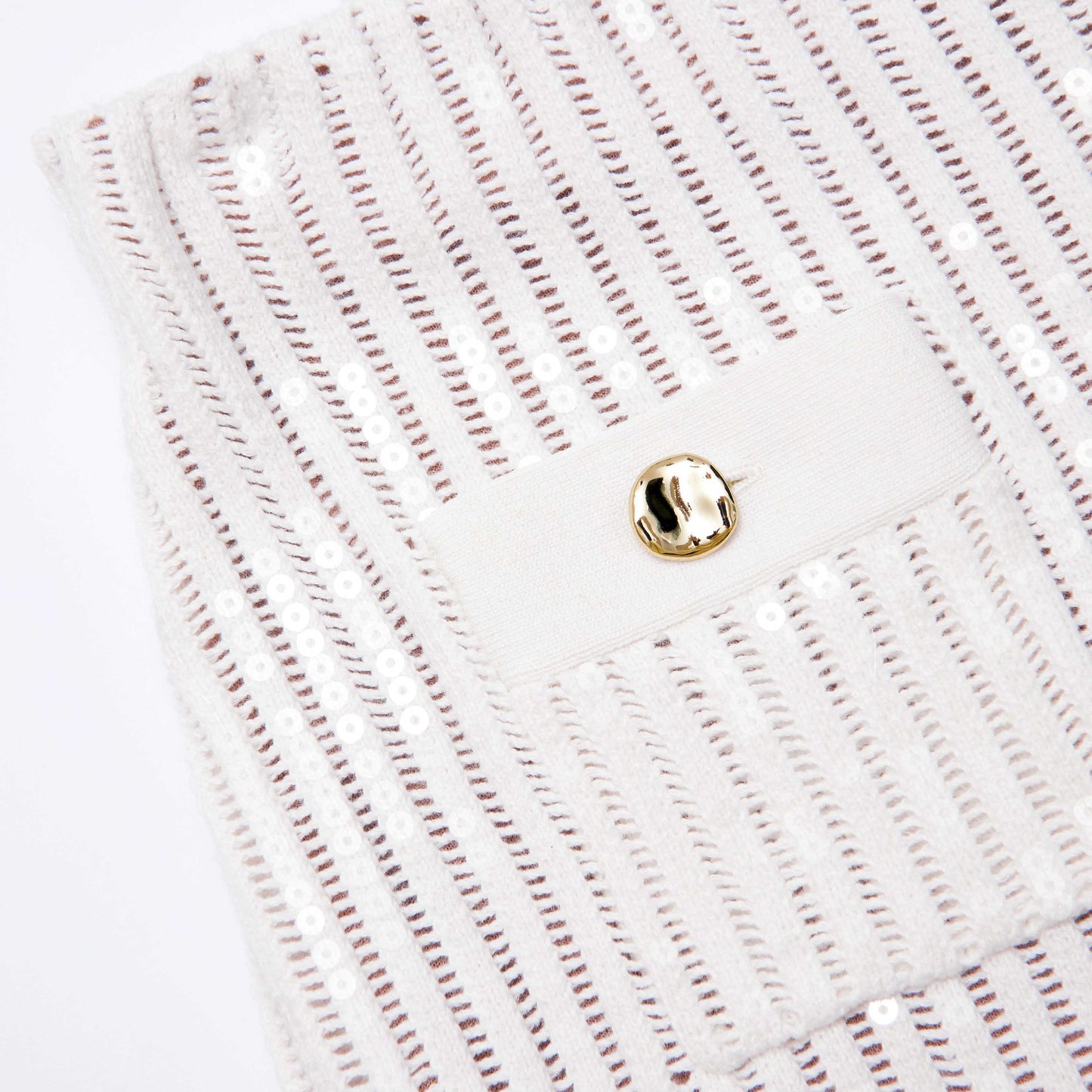 Beyaz Pullu Tığ İşi Mini Etek