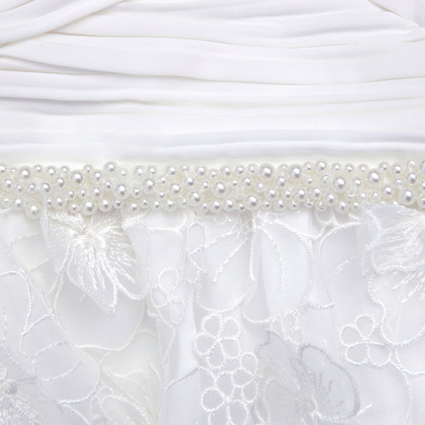 Beyaz Organze Fiyonklu Mini Elbise