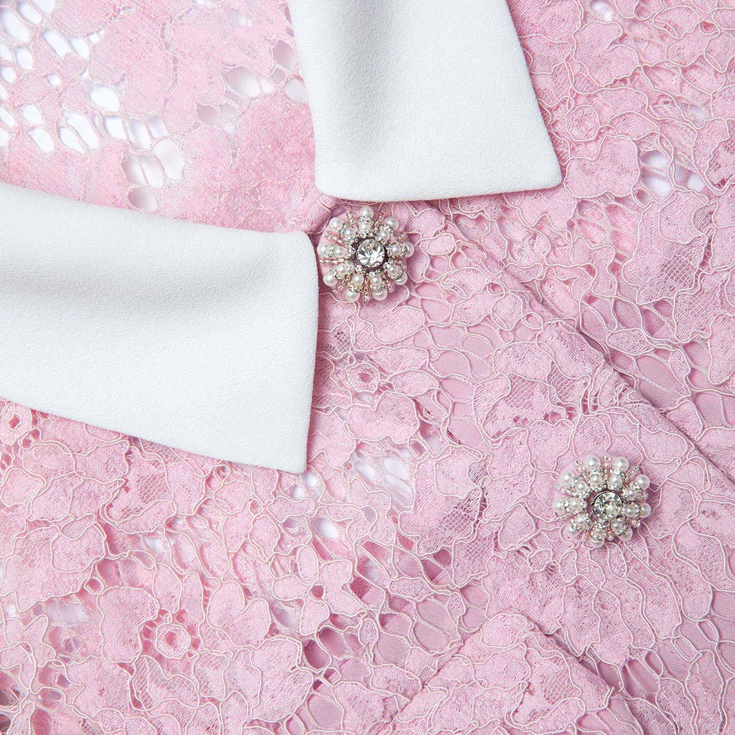 Pembe Dantel Yaka Mini Elbise