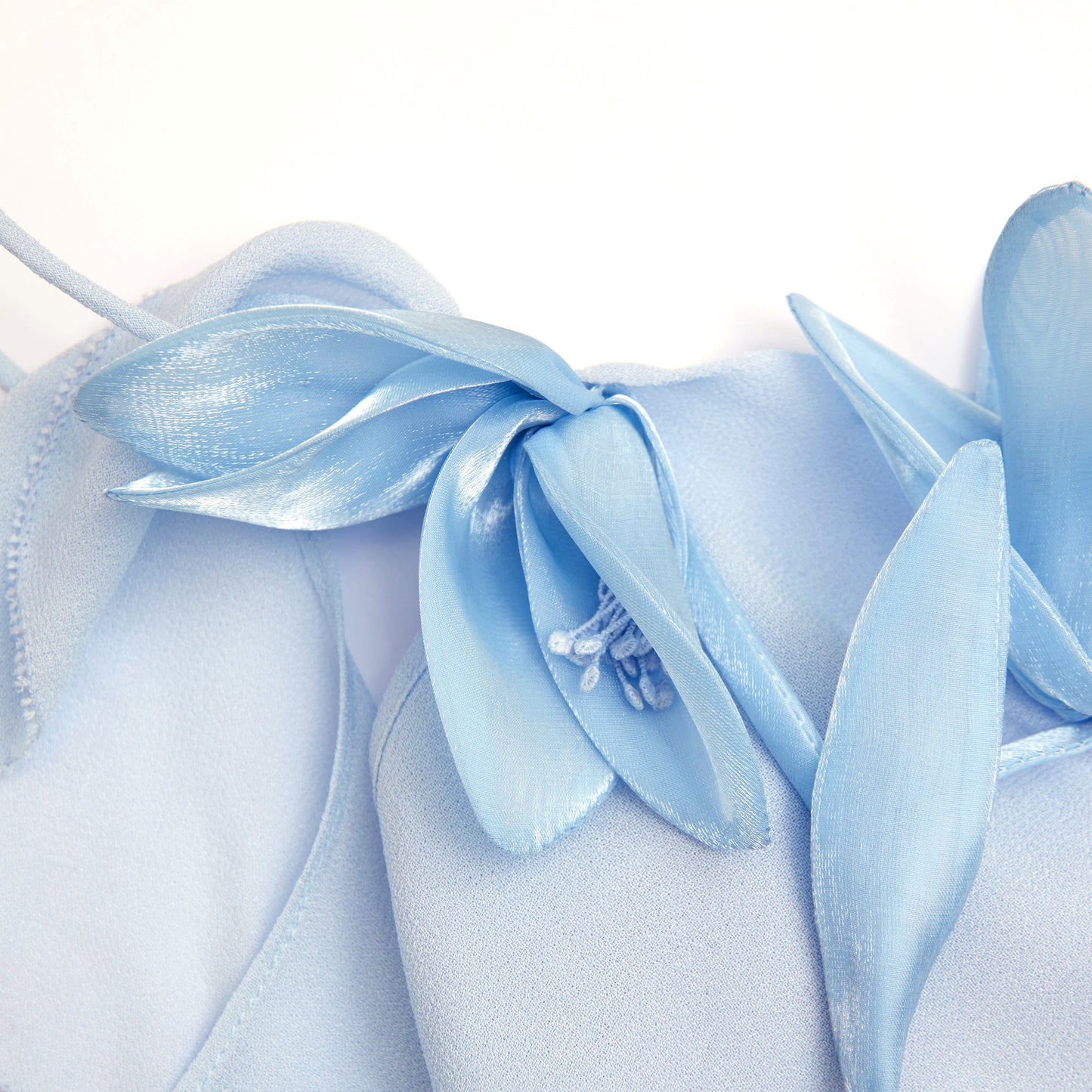 Mavi Jorjet Çiçekli Midi Elbise