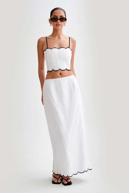 Alessio Taraklı Midi Etek - Fildişi