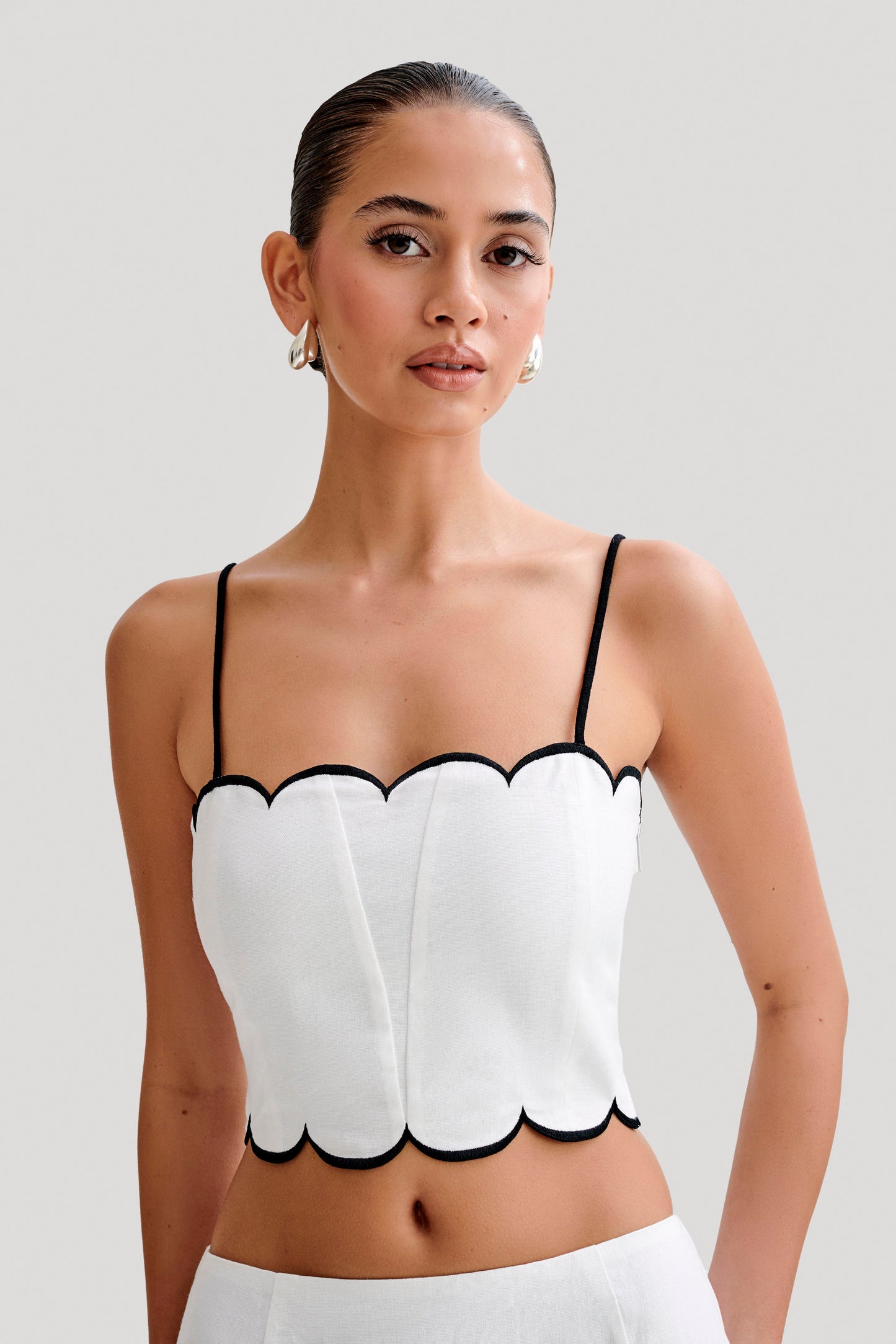 Alessio Taraklı Keten Üst - Fildişi