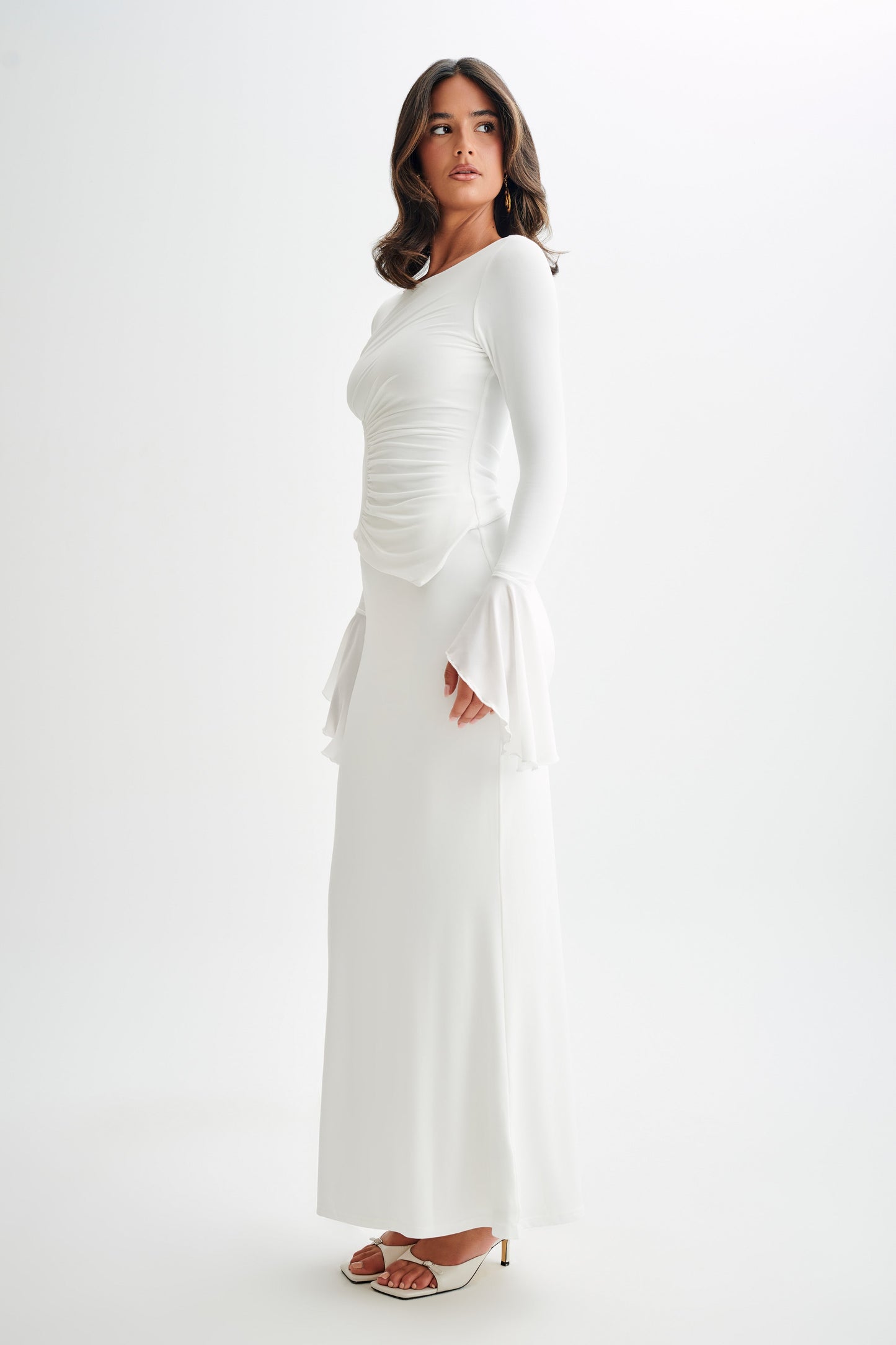 Bruna Slinky Balık Kuyruğu Uzun Etek - Beyaz