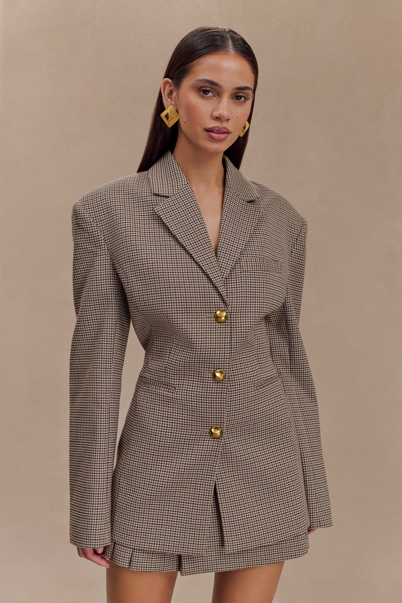 Mila Şeklinde Blazer - Bronz Kareli