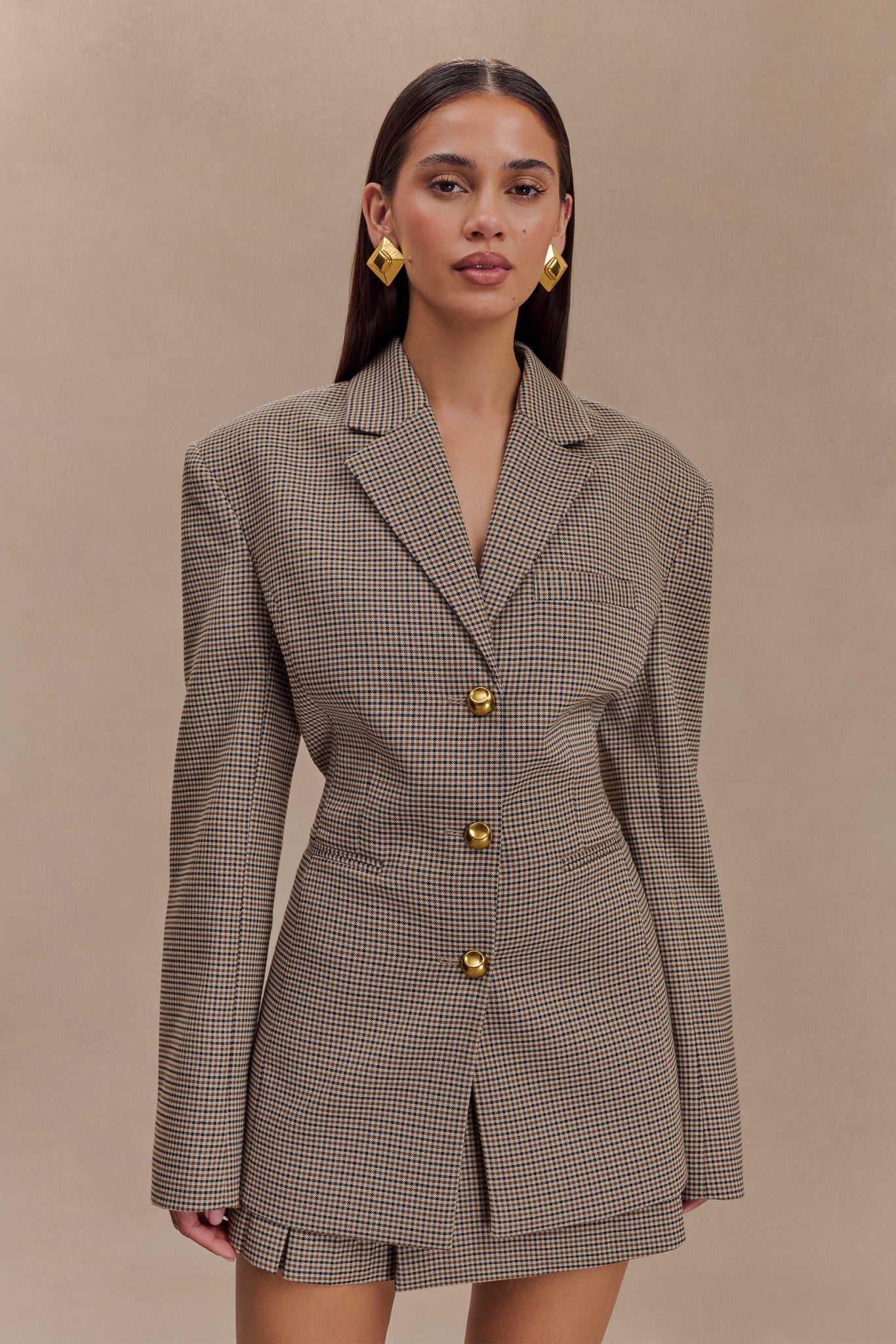 Mila Şeklinde Blazer - Bronz Kareli