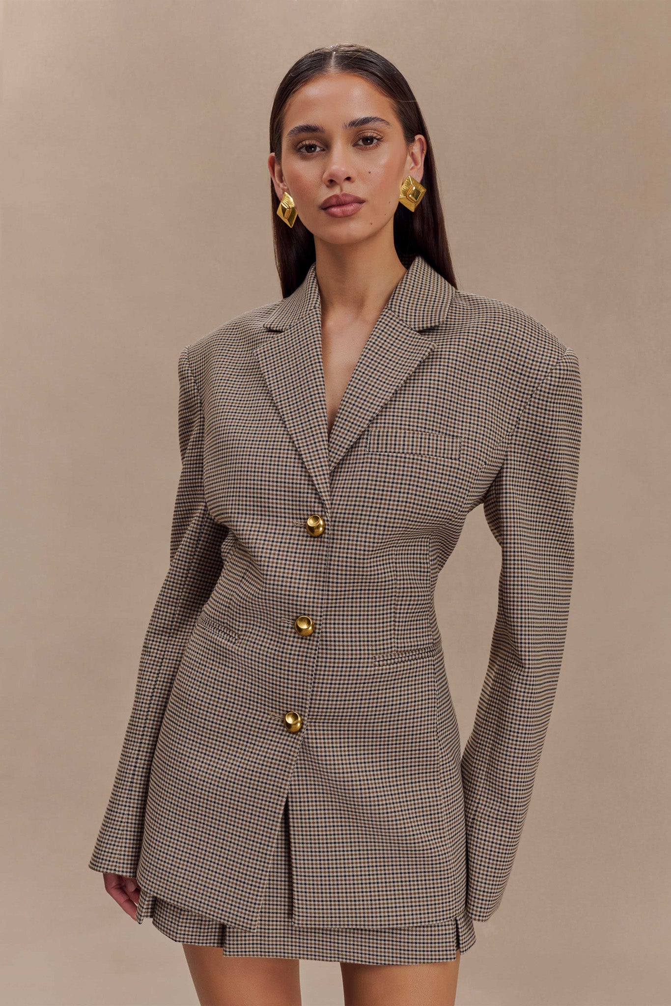 Mila Şeklinde Blazer - Bronz Kareli