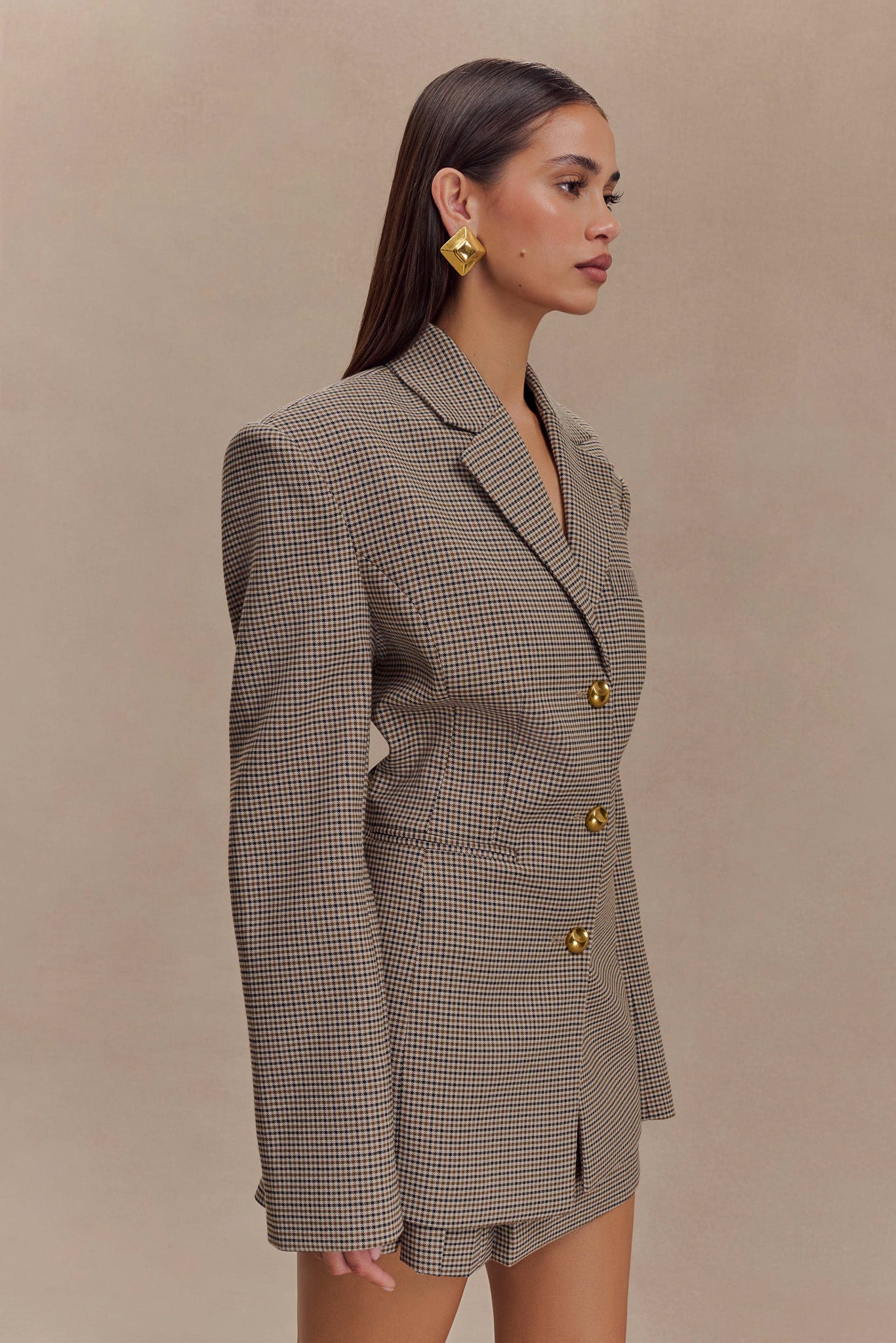 Mila Şeklinde Blazer - Bronz Kareli