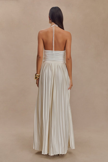 Tyla Draped Slinky Halter Top - Beyaz