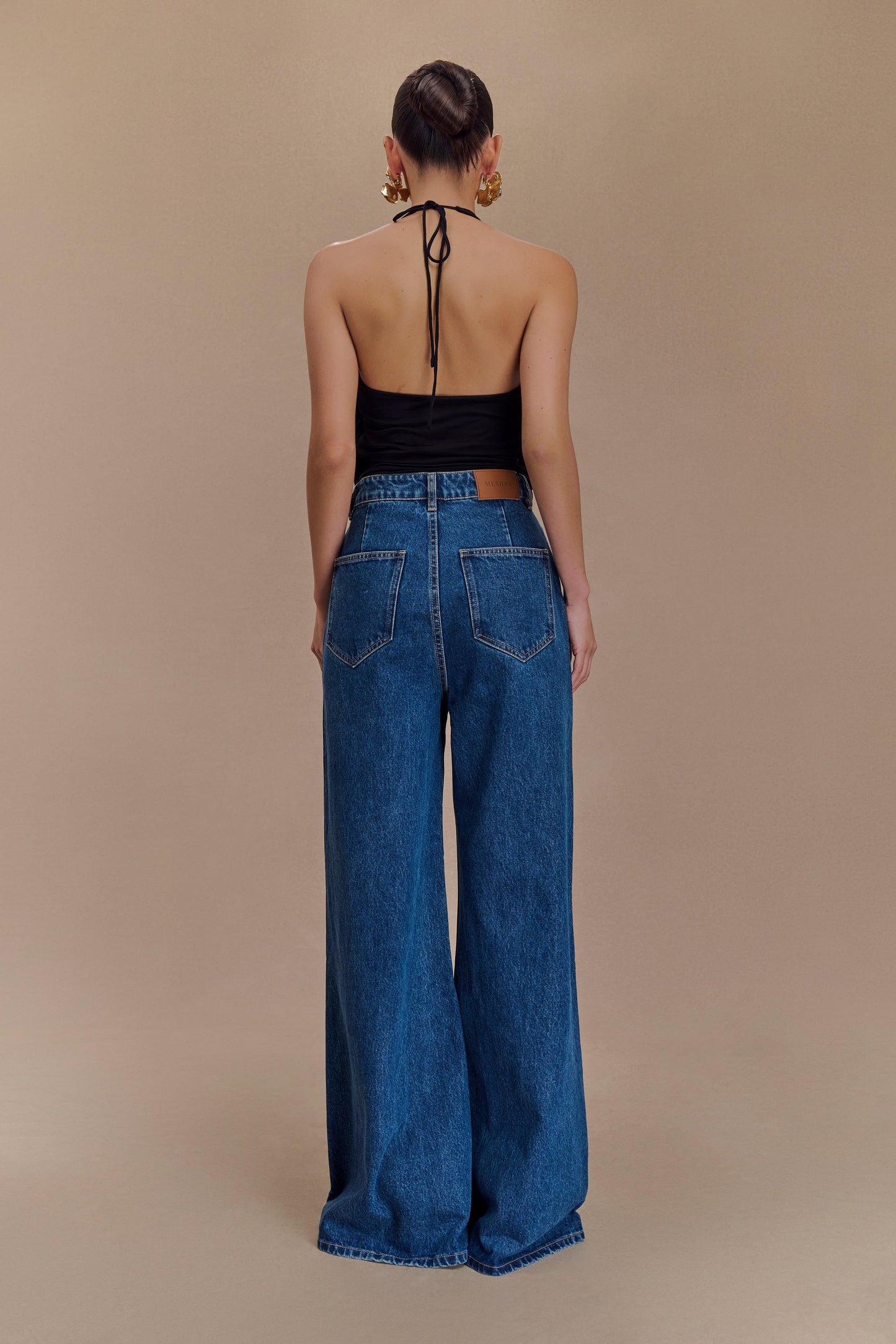 Tyla Draped Slinky Halter Top - Siyah