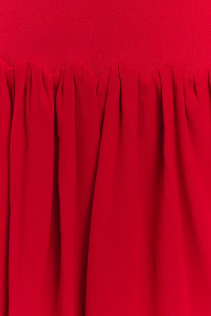 Ashleigh Örgü Ve Şifon Mini Elbise - Kırmızı