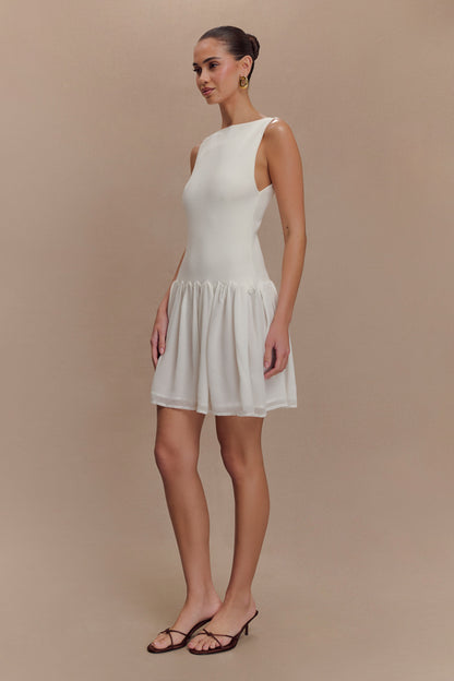 Ashleigh Örgü Ve Şifon Mini Elbise - Fildişi