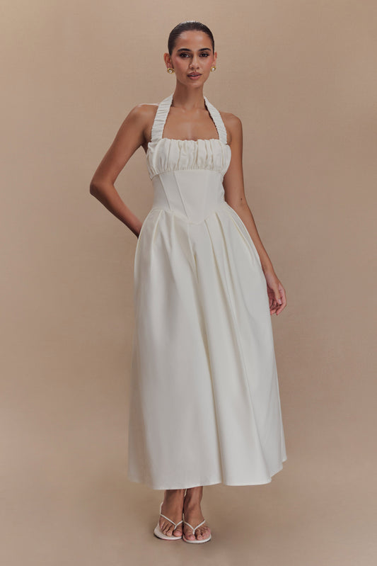 Candy Halter Midi Elbise - Beyaz