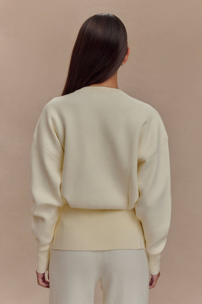 Alexia Düğmeli Büyük Boy Hırka - Fildişi