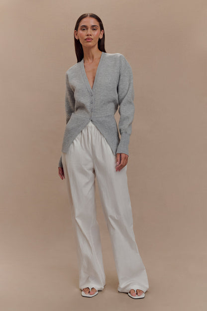 Alexia Düğmeli Büyük Boy Hırka - Gri Melanj