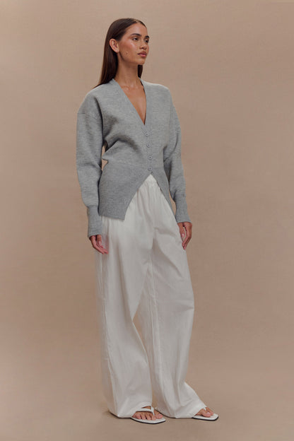 Alexia Düğmeli Büyük Boy Hırka - Gri Melanj